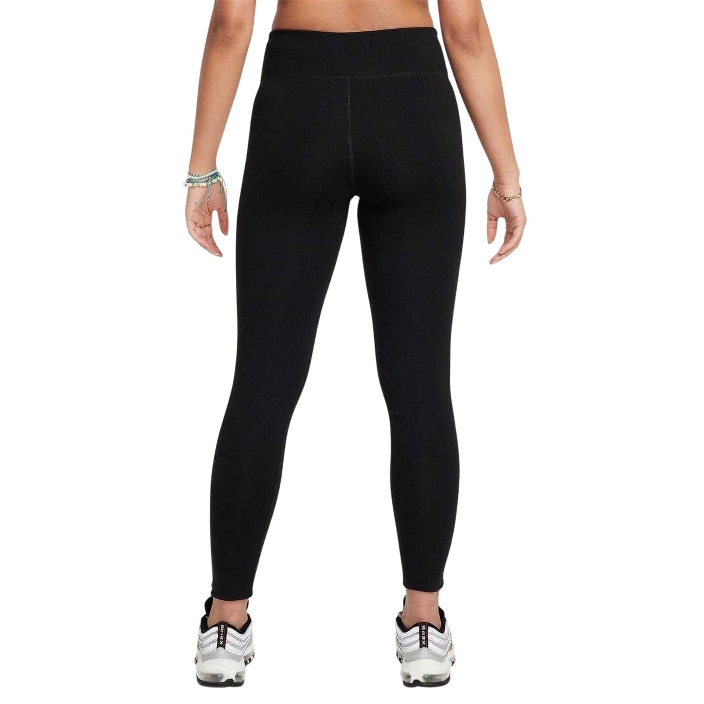 Black-White - Back - Nike Girls Sportswear Essential Fitted Leggings