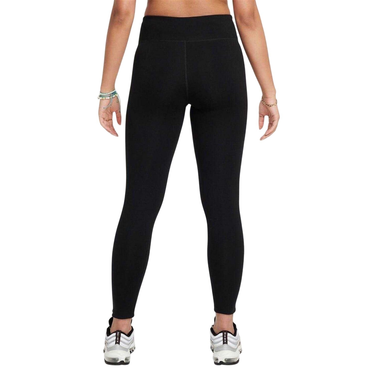 Black-White - Back - Nike Girls Sportswear Essential Fitted Leggings