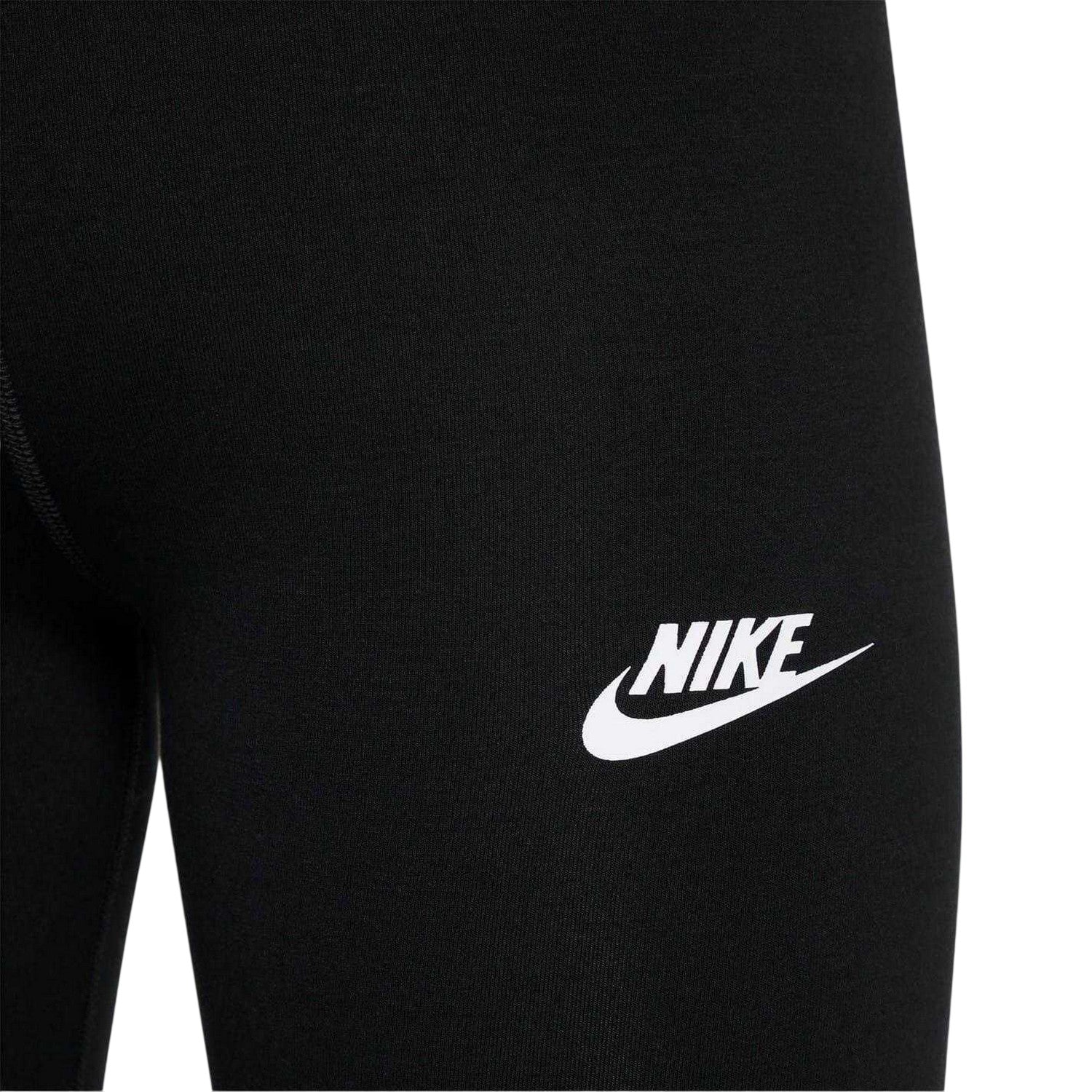Black-White - Side - Nike Girls Sportswear Essential Fitted Leggings