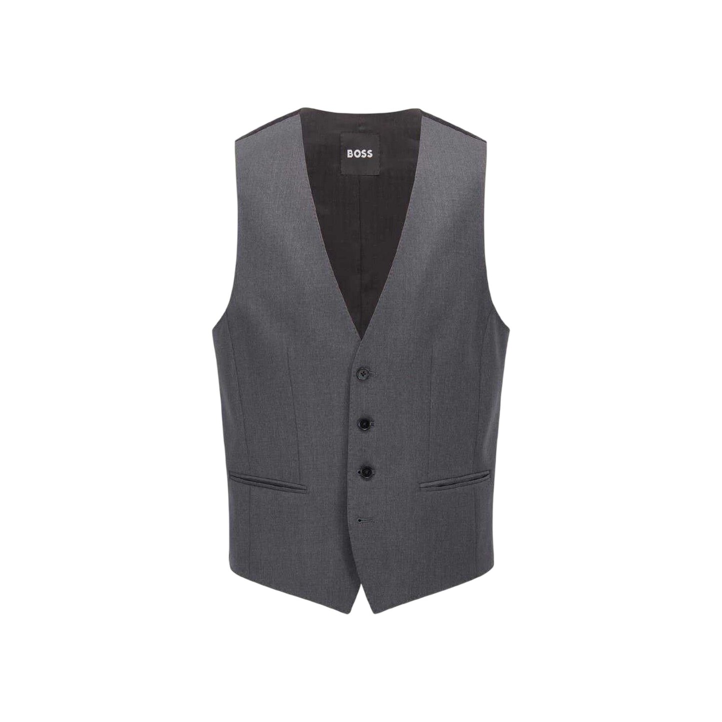 Dark Grey - Front - Boss Mens Plain Waistcoat
