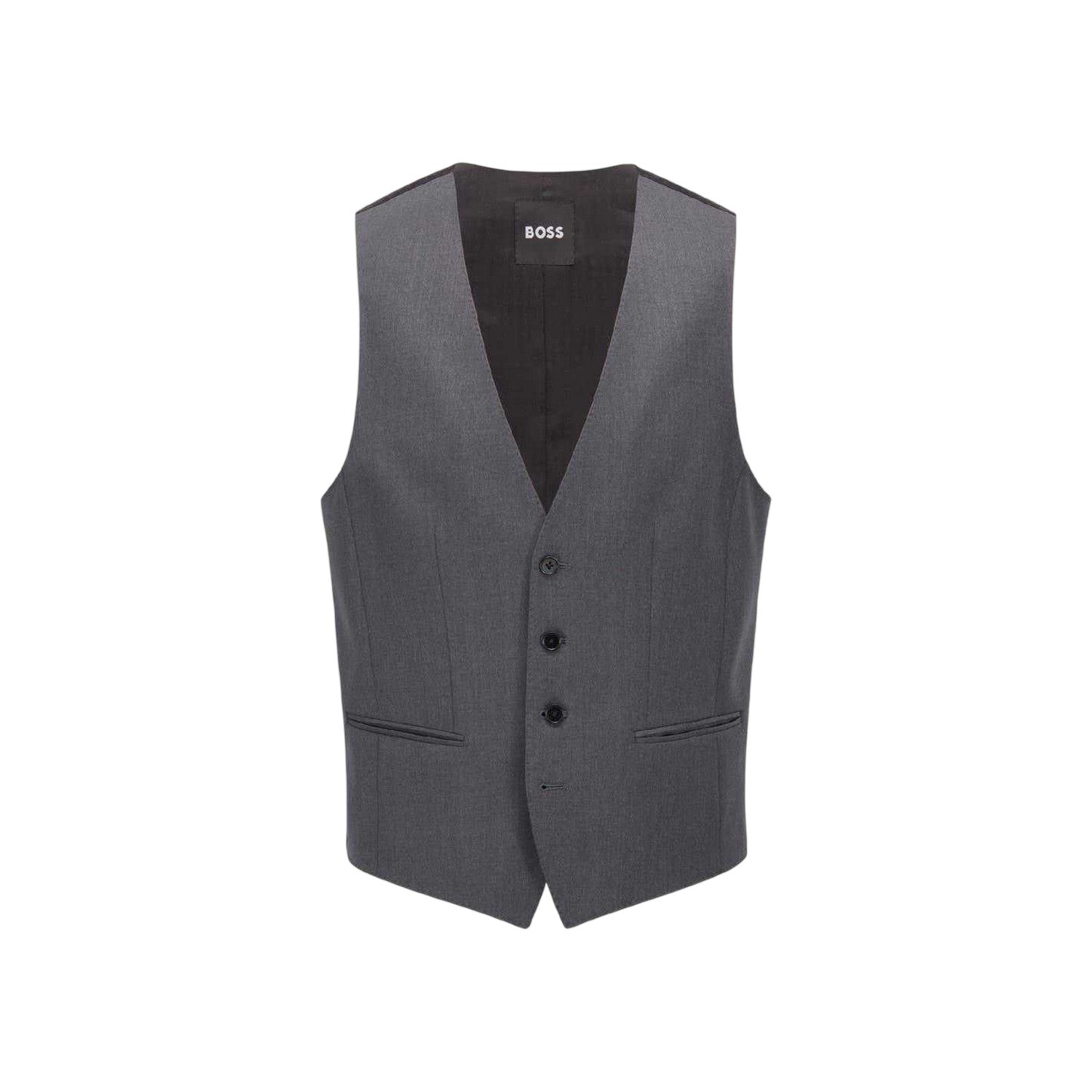 Dark Grey - Front - Boss Mens Plain Waistcoat