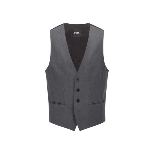 Dark Grey - Front - Boss Mens Plain Waistcoat