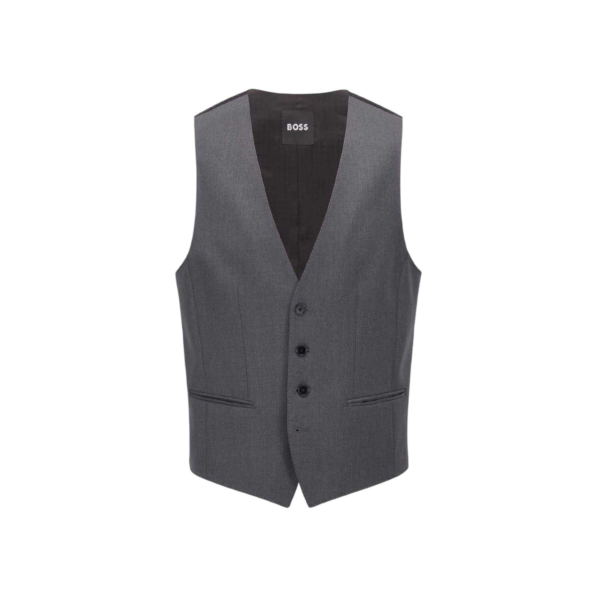 Dark Grey - Front - Boss Mens Plain Waistcoat