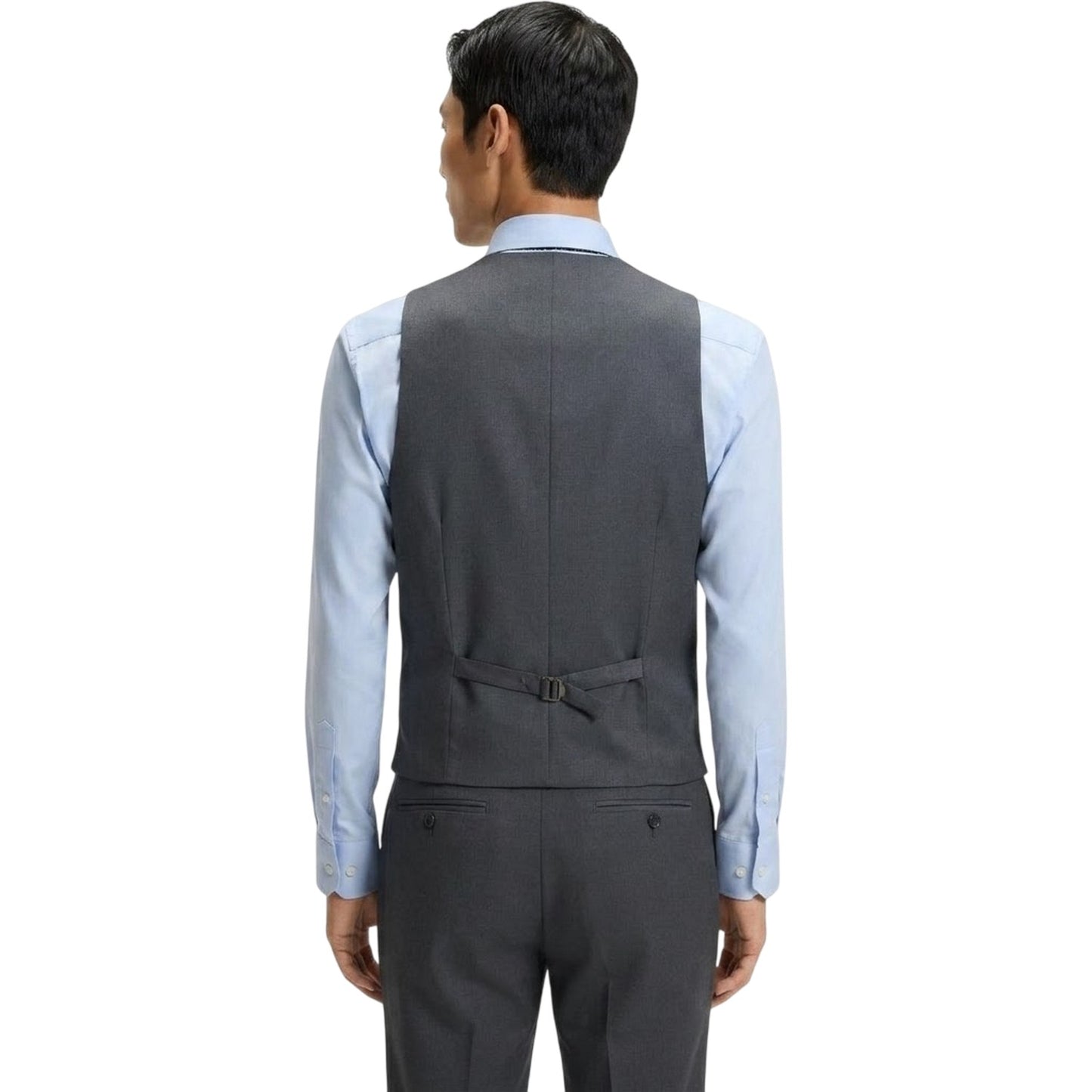 Dark Grey - Back - Boss Mens Plain Waistcoat