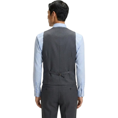 Dark Grey - Back - Boss Mens Plain Waistcoat