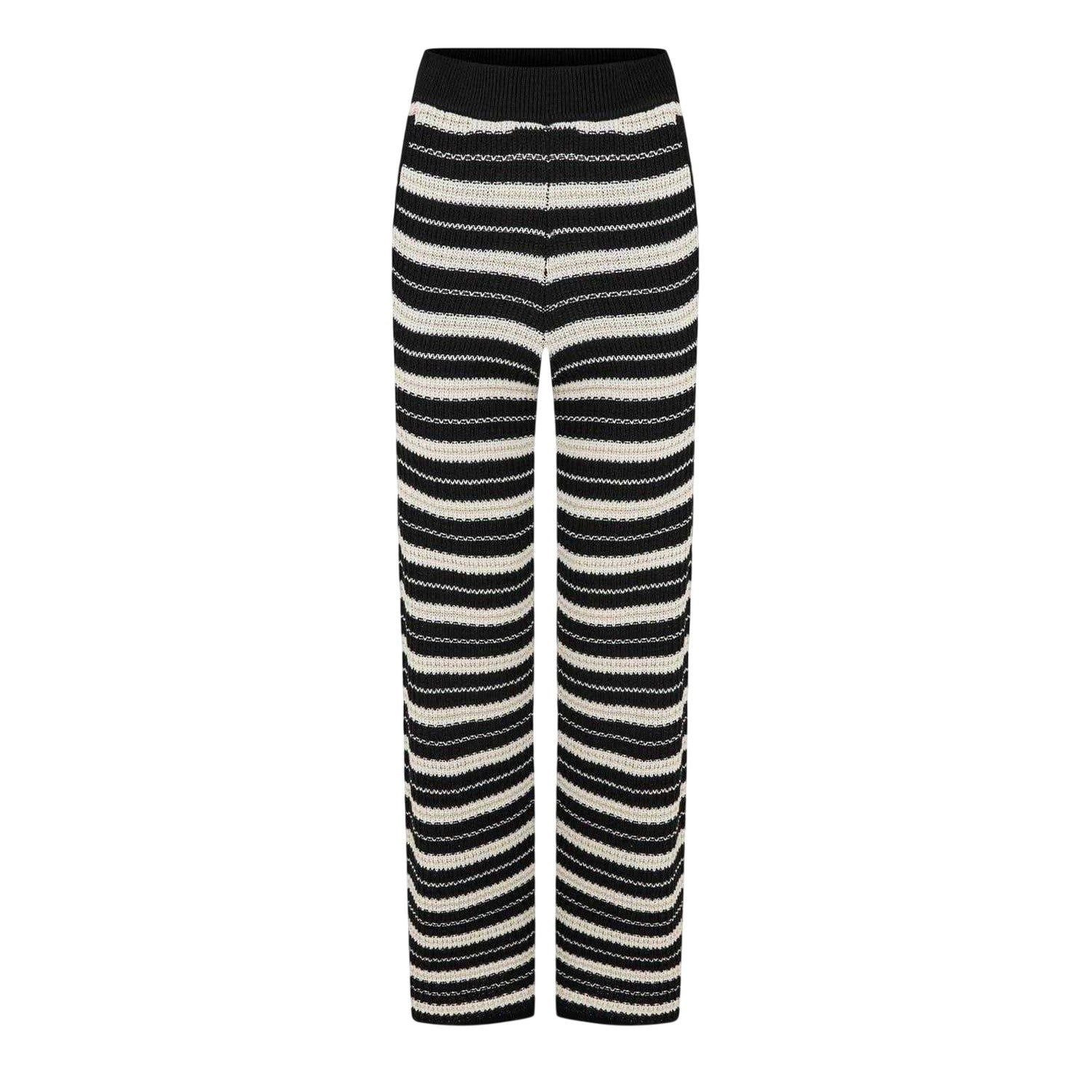 Carbon - Front - Jack Wills Womens-Ladies Knitted Striped Wide Leg Trousers