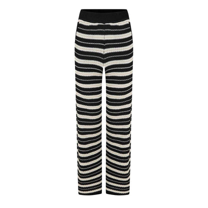 Carbon - Front - Jack Wills Womens-Ladies Knitted Striped Wide Leg Trousers