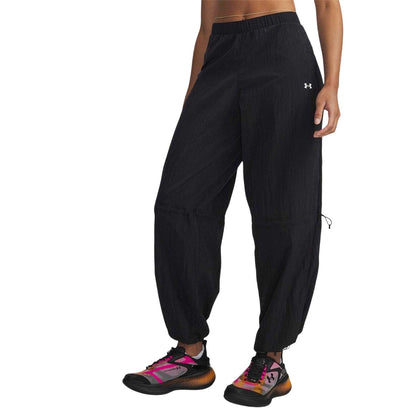 Black-White - Front - Under Armour Womens-Ladies Rival Woven Trousers