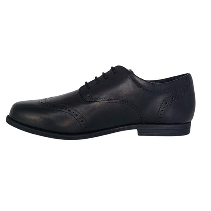 Black - Side - Isabelle Z Childrens-Kids Leather School Shoes