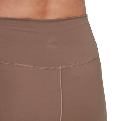 Brown - Side - Adidas Womens-Ladies Luxe Studio Yoga Leggings