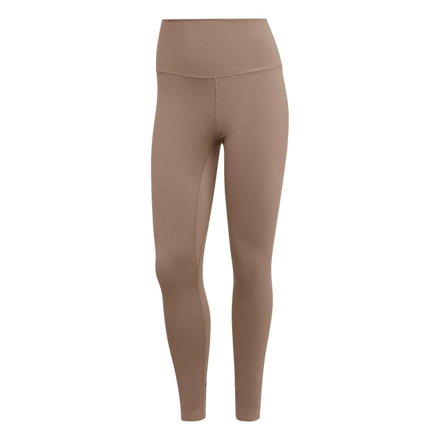 Brown - Front - Adidas Womens-Ladies Luxe Studio Yoga Leggings