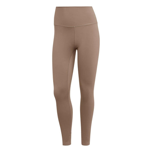 Brown - Front - Adidas Womens-Ladies Luxe Studio Yoga Leggings