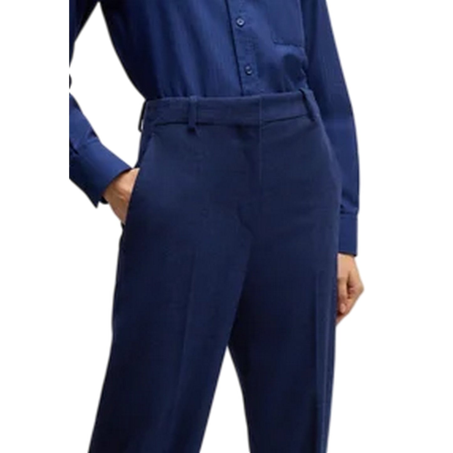 Blue - Side - Boss Womens-Ladies Tabitha High Rise Chinos