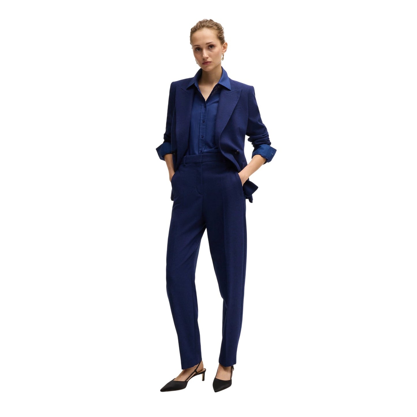 Blue - Lifestyle - Boss Womens-Ladies Tabitha High Rise Chinos