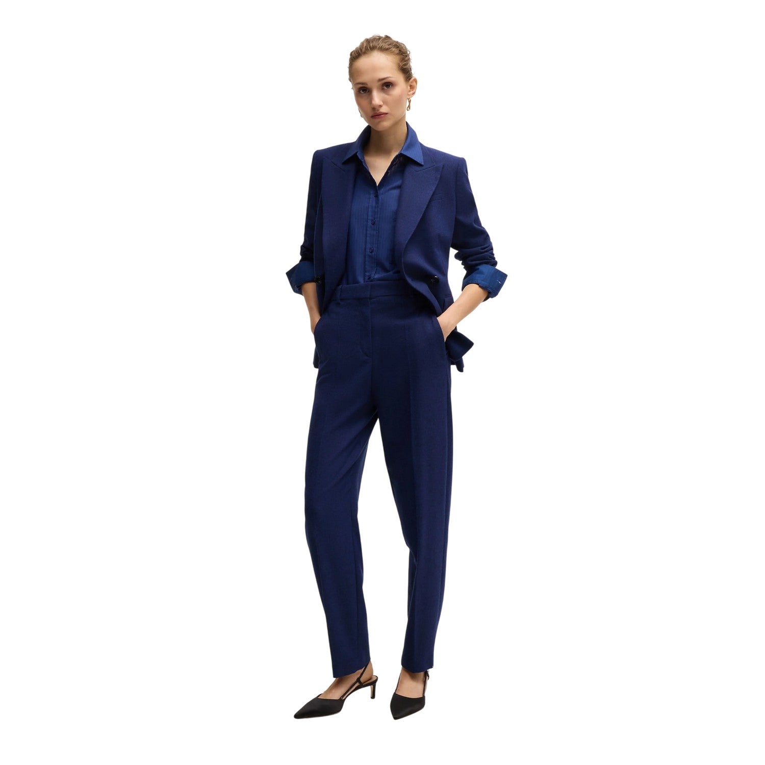 Blue - Lifestyle - Boss Womens-Ladies Tabitha High Rise Chinos