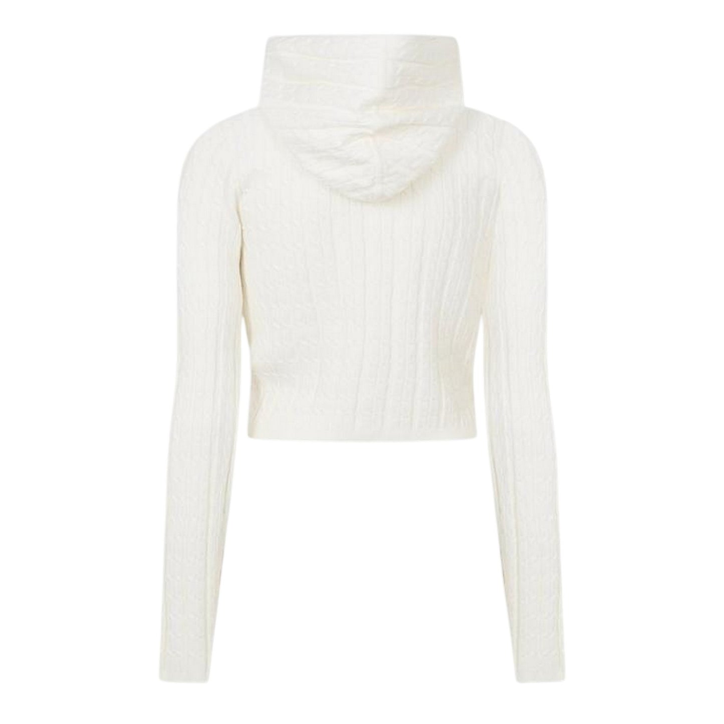 Vintage White - Back - Jack Wills Womens-Ladies Cable Knit Full Zip Hoodie