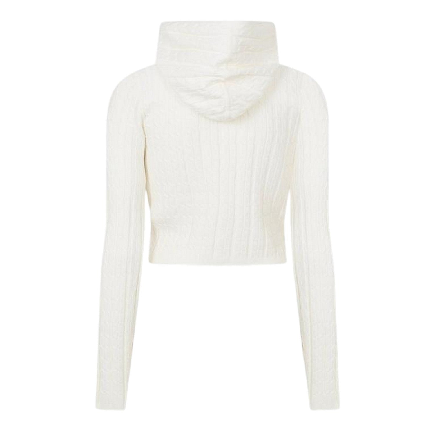 Vintage White - Back - Jack Wills Womens-Ladies Cable Knit Full Zip Hoodie