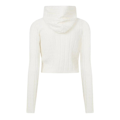 Vintage White - Back - Jack Wills Womens-Ladies Cable Knit Full Zip Hoodie