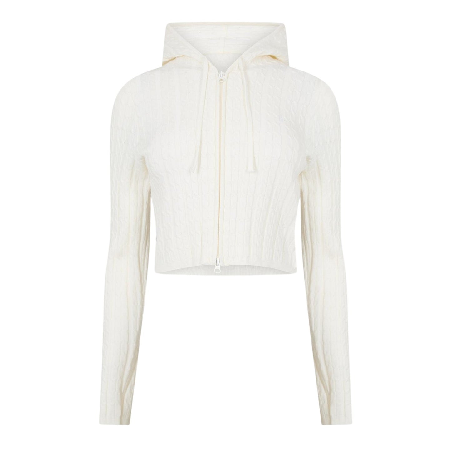 Vintage White - Front - Jack Wills Womens-Ladies Cable Knit Full Zip Hoodie