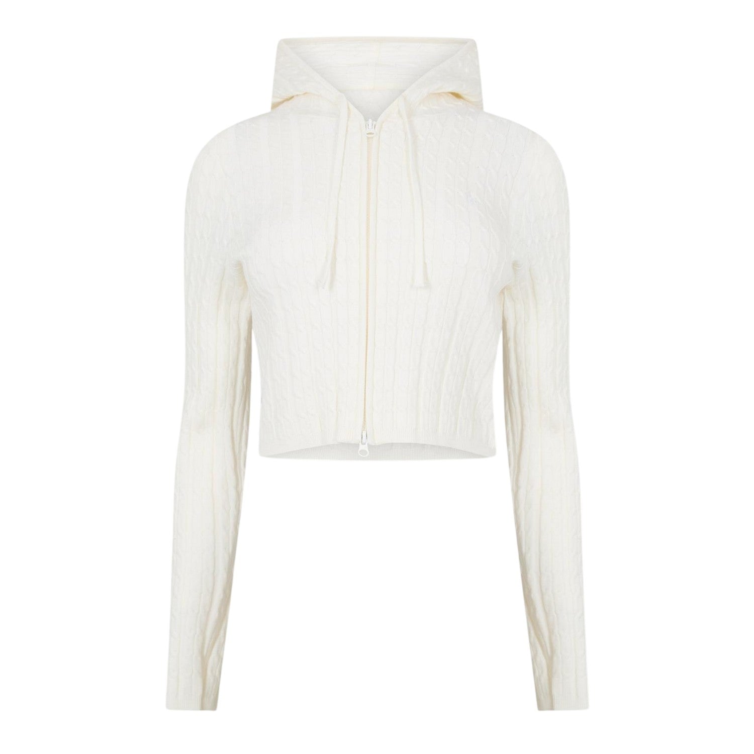 Vintage White - Front - Jack Wills Womens-Ladies Cable Knit Full Zip Hoodie
