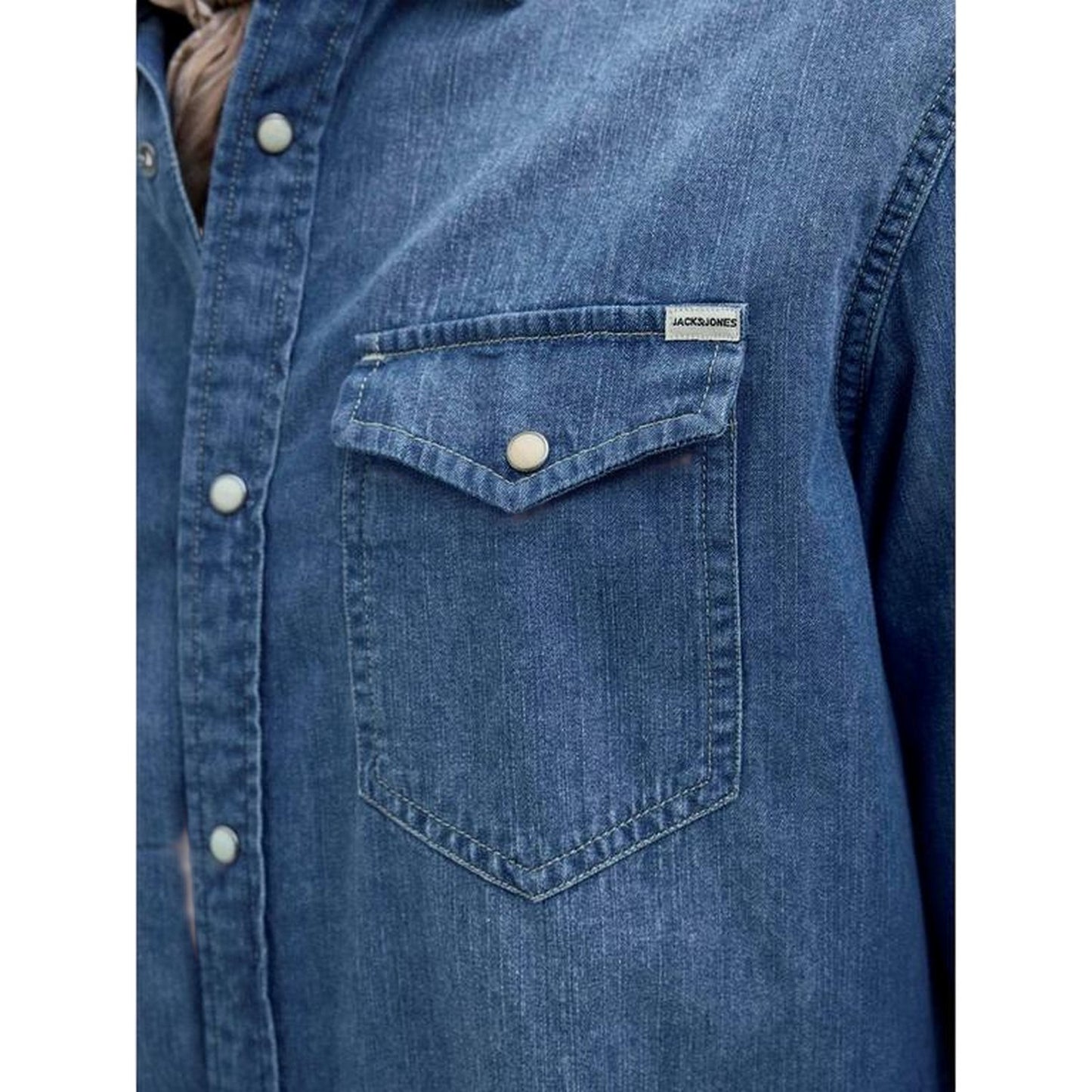 Mid Blue - Side - Jack And Jones Mens Sheridan Chest Pocket Shirt