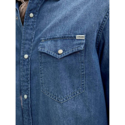 Mid Blue - Side - Jack And Jones Mens Sheridan Chest Pocket Shirt