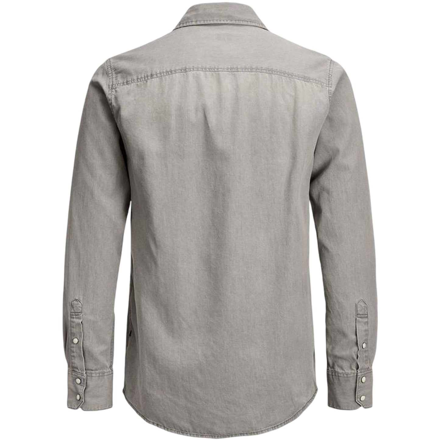 Light Grey Melange - Back - Jack And Jones Mens Sheridan Chest Pocket Shirt