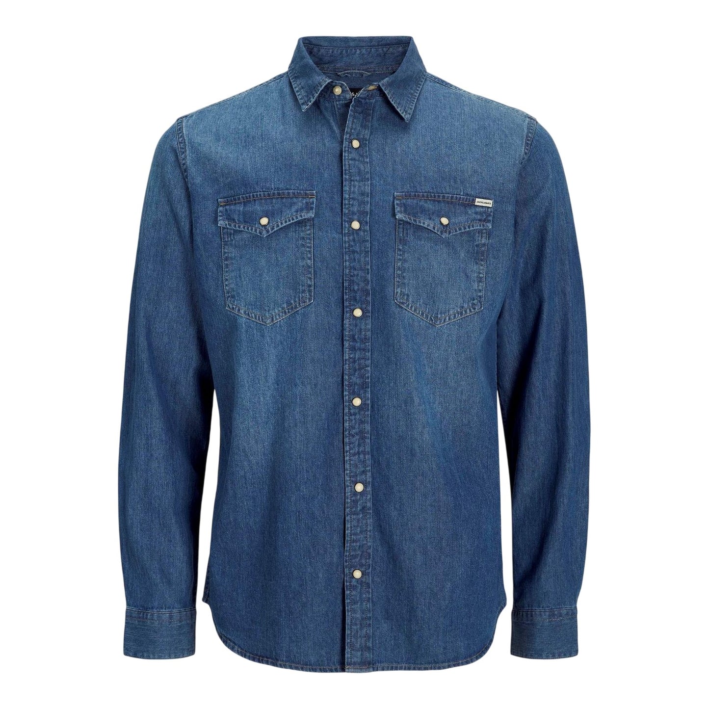 Mid Blue - Front - Jack And Jones Mens Sheridan Chest Pocket Shirt
