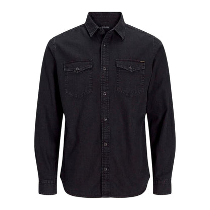 Black Denim - Front - Jack And Jones Mens Sheridan Chest Pocket Shirt