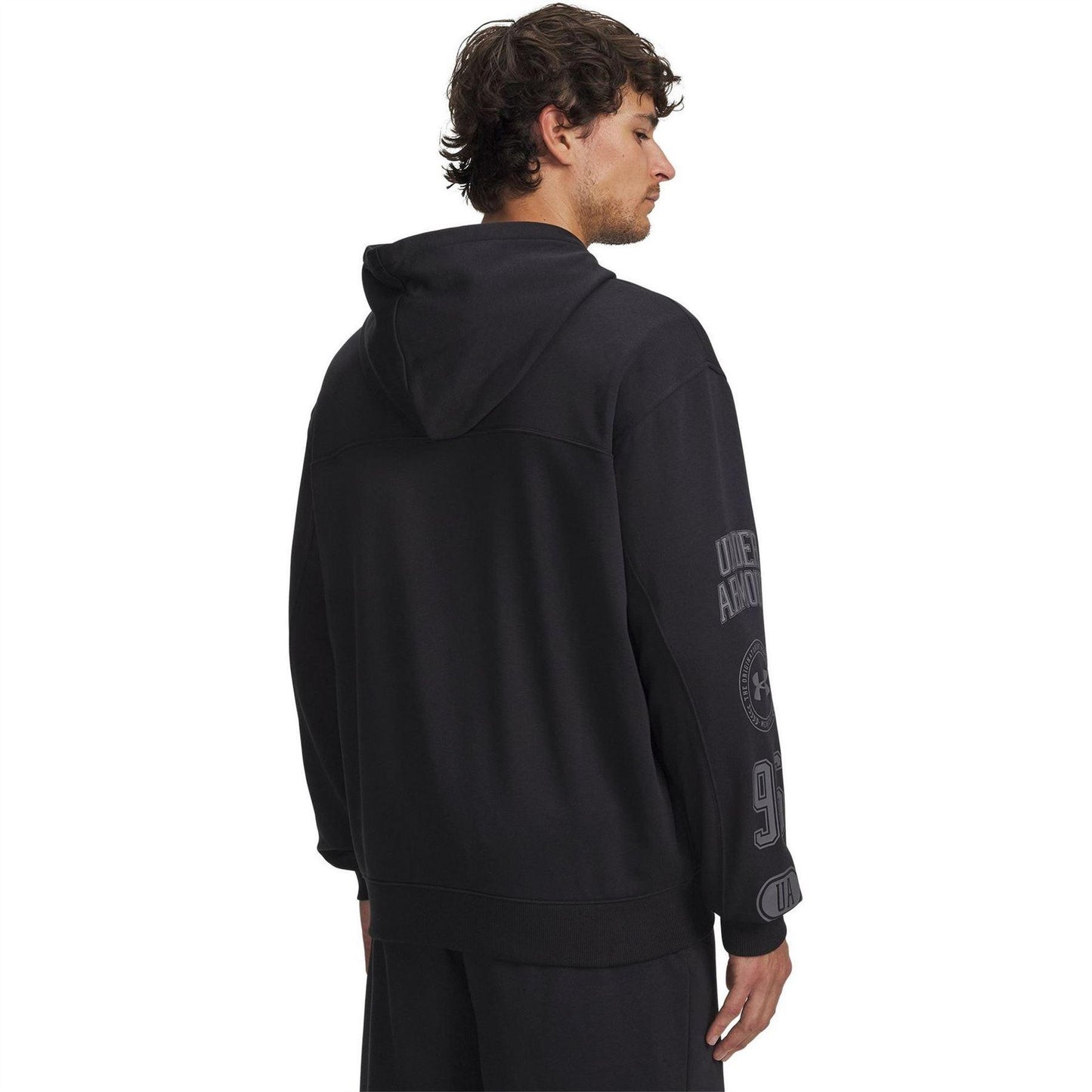 Black - Back - Under Armour Mens Rival Graphic Print Full Zip Hoodie