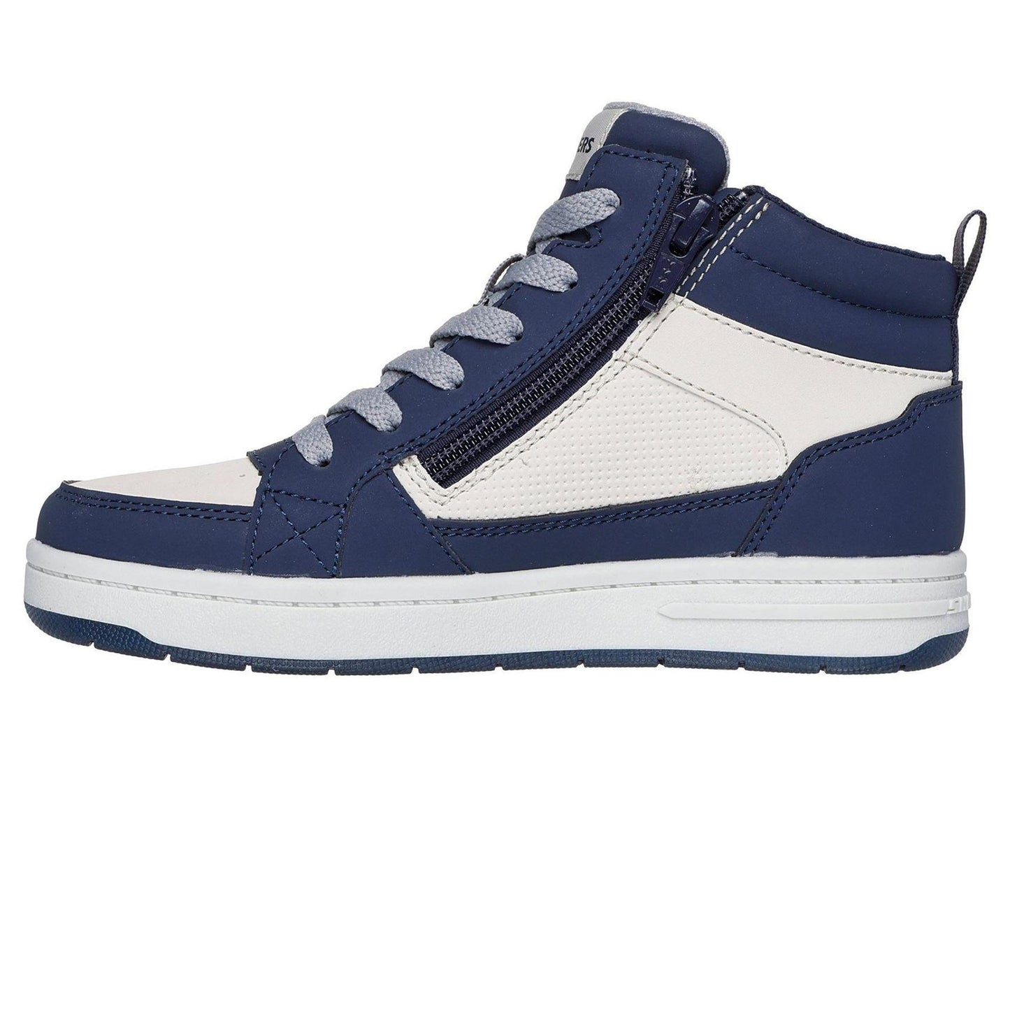 Navy-Tan - Back - Skechers Childrens-Kids Fleece High Top Trainers