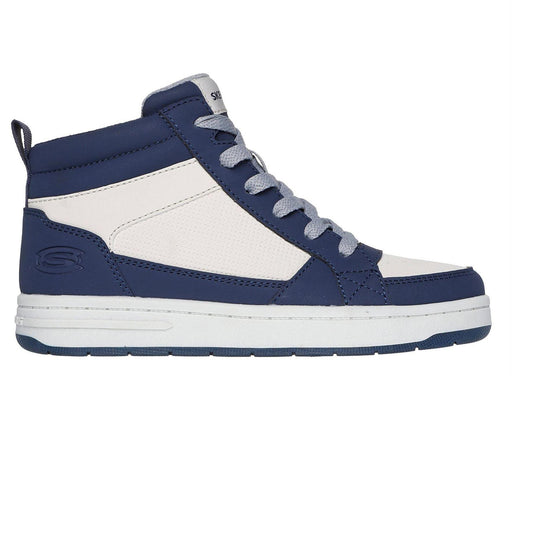 Navy-Tan - Front - Skechers Childrens-Kids Fleece High Top Trainers