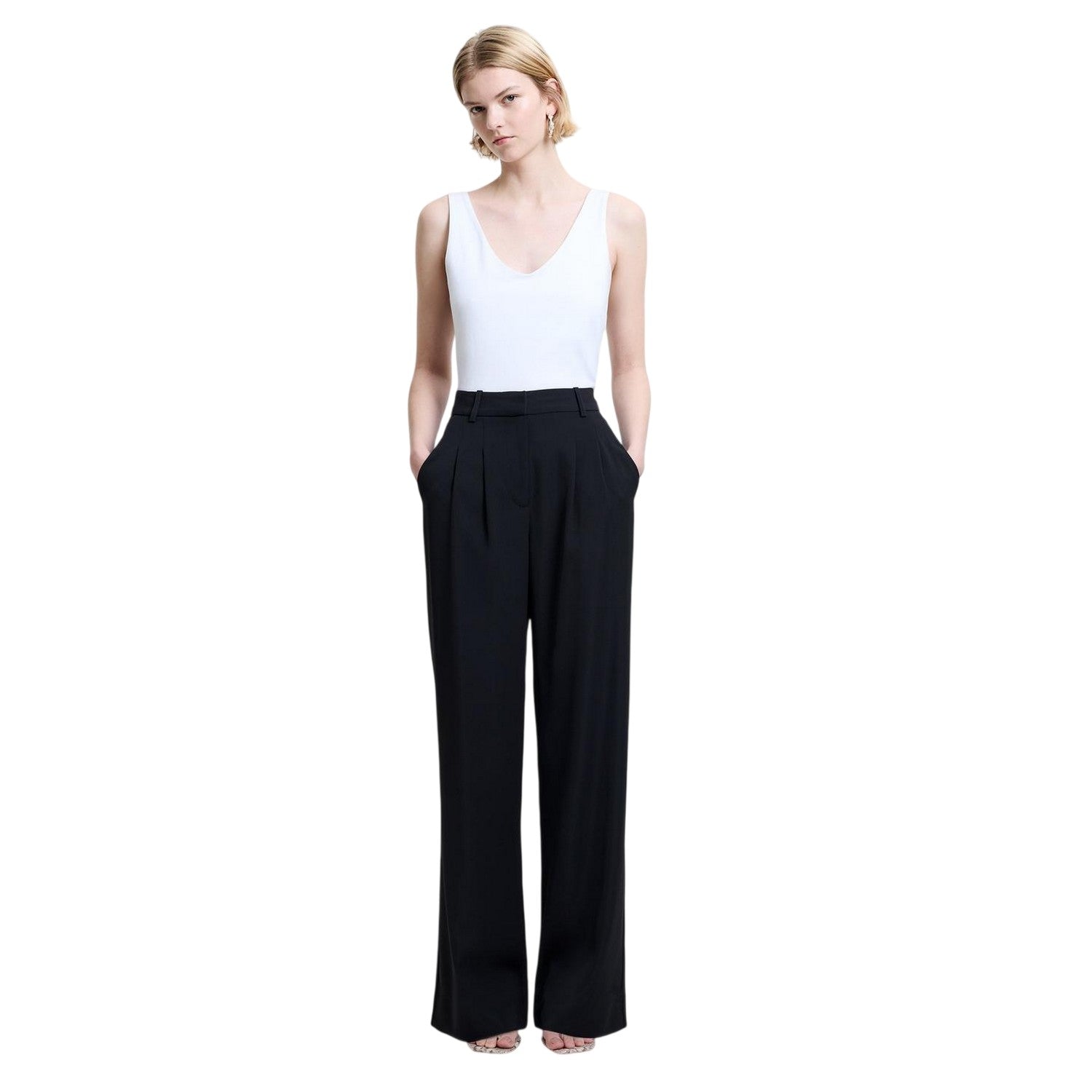 Blackout - Lifestyle - French Connection Womens-Ladies Harry Pleated Wide Leg Suit Trousers