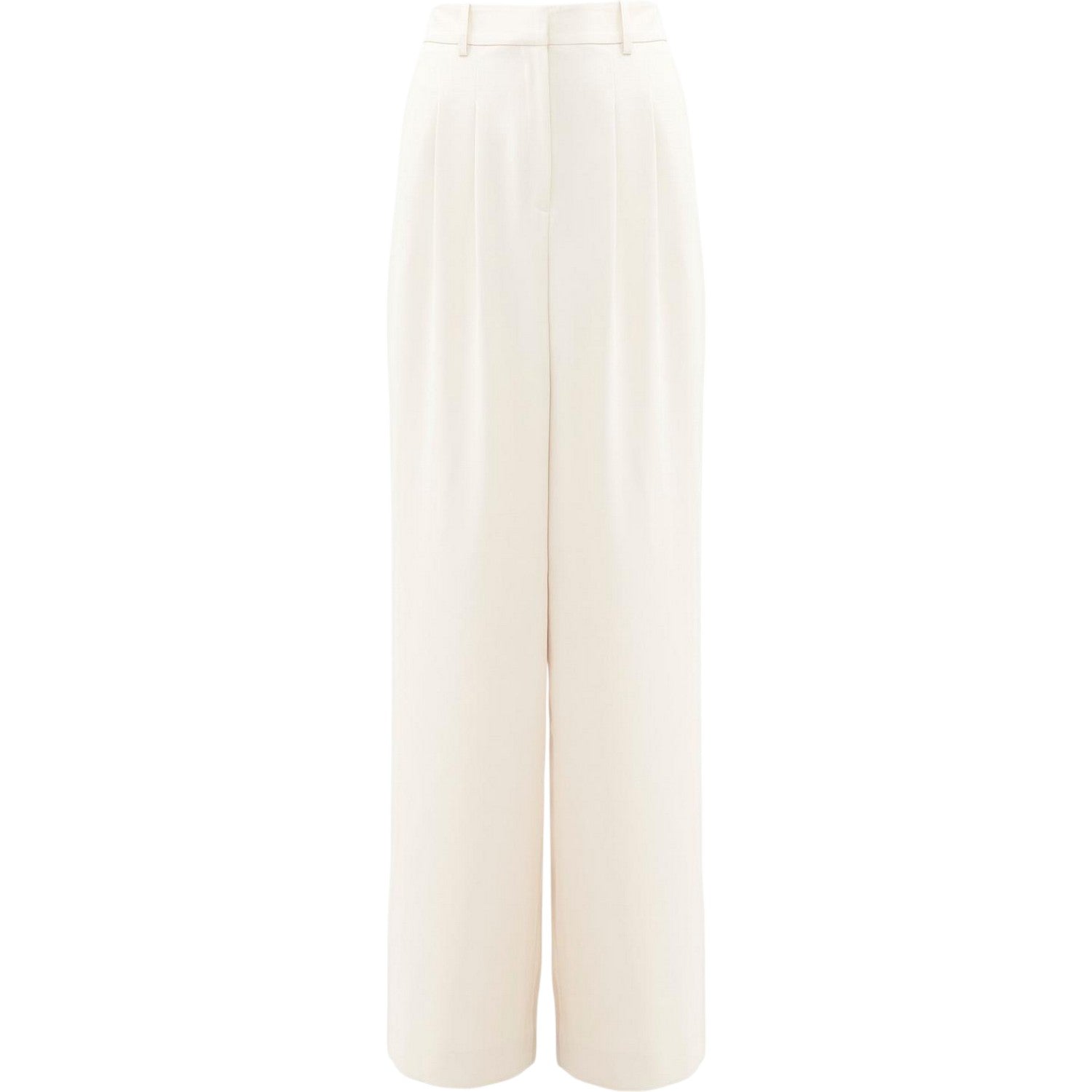 Cream - Front - French Connection Womens-Ladies Harry Pleated Wide Leg Suit Trousers