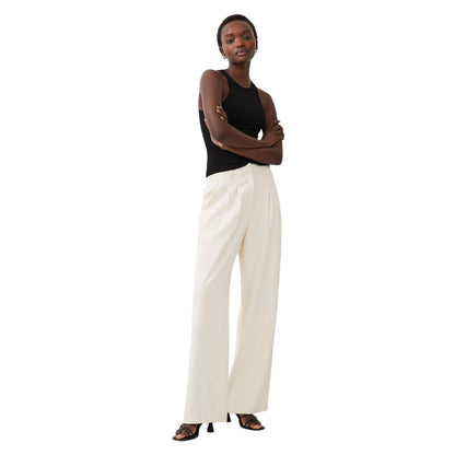 Cream - Lifestyle - French Connection Womens-Ladies Harry Pleated Wide Leg Suit Trousers