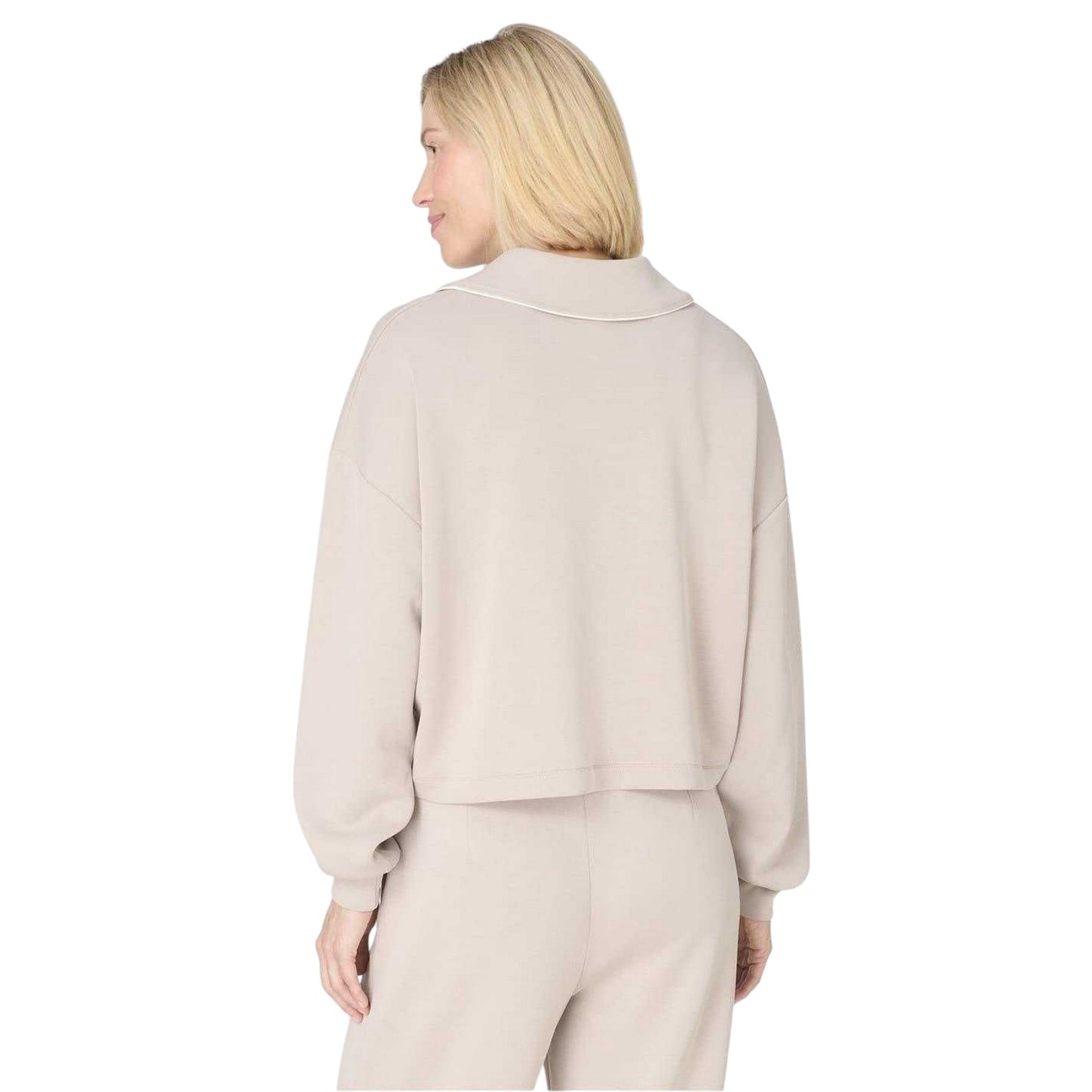 Mink Beige - Back - Sweaty Betty Womens-Ladies Henley Long-Sleeved Crop Top