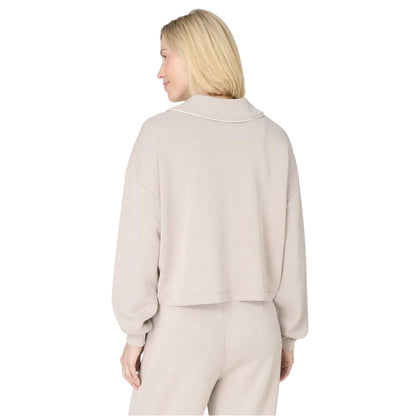 Mink Beige - Back - Sweaty Betty Womens-Ladies Henley Long-Sleeved Crop Top