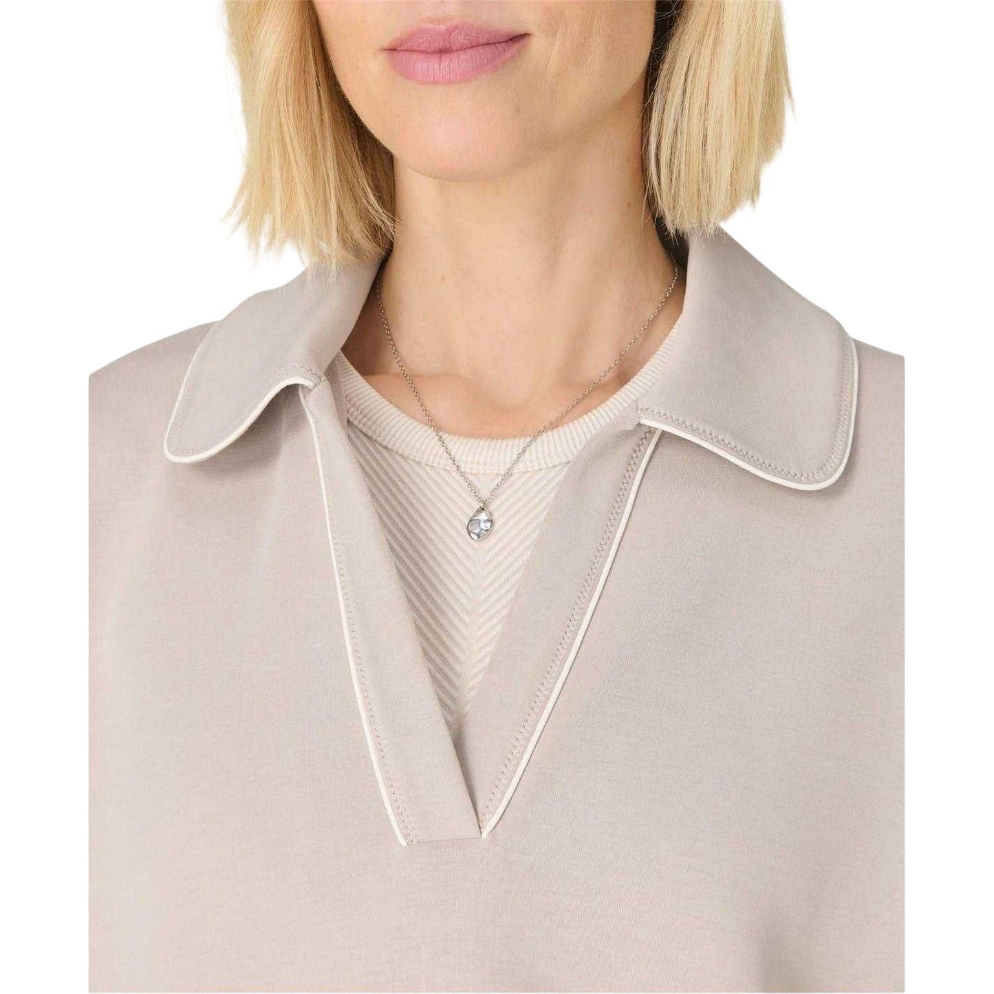Mink Beige - Side - Sweaty Betty Womens-Ladies Henley Long-Sleeved Crop Top