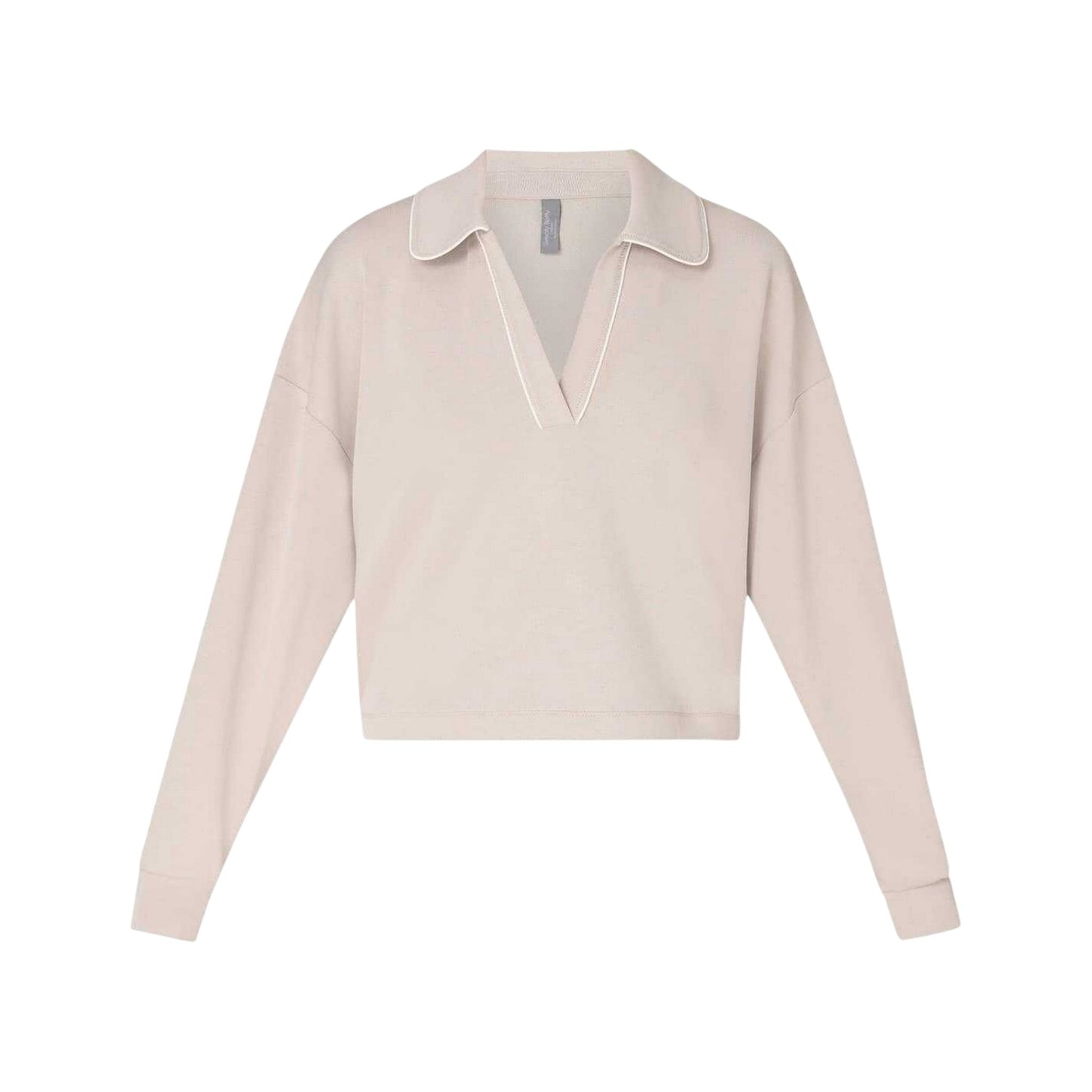Mink Beige - Front - Sweaty Betty Womens-Ladies Henley Long-Sleeved Crop Top