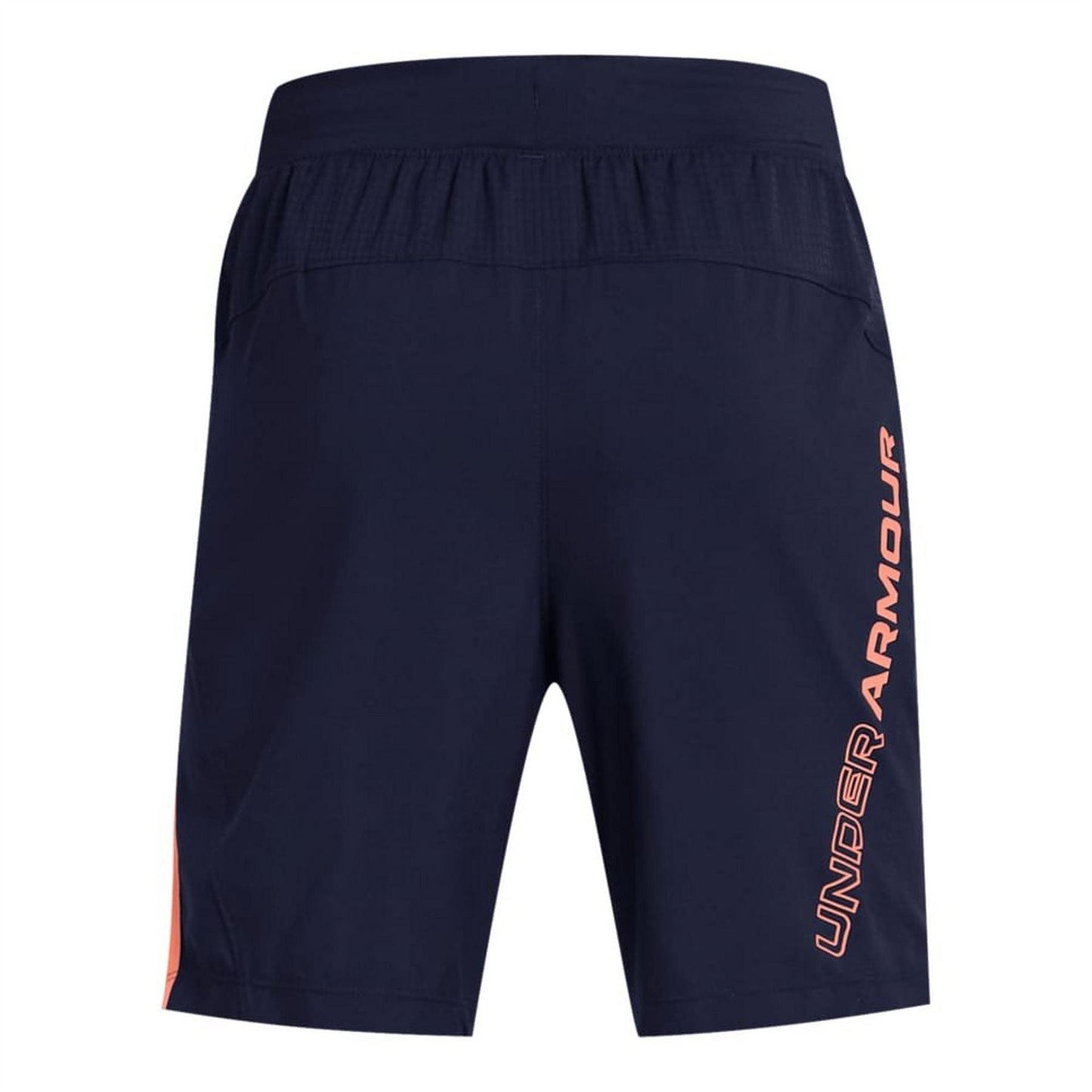 Blue - Back - Under Armour Childrens-Kids Textured Logo Shorts
