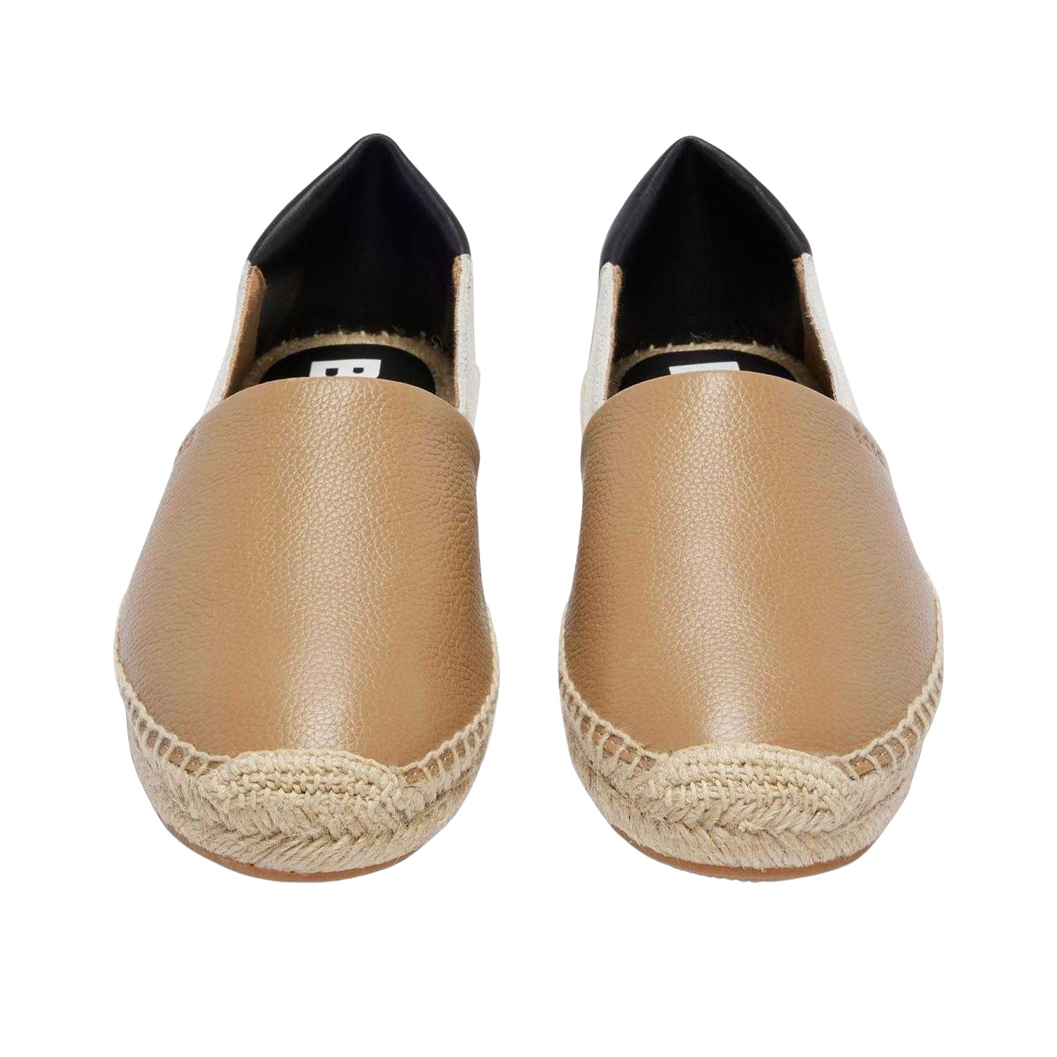 Beige-Black-White - Close up - Boss Mens Madeira Colour Block Leather Slip-on Loafers