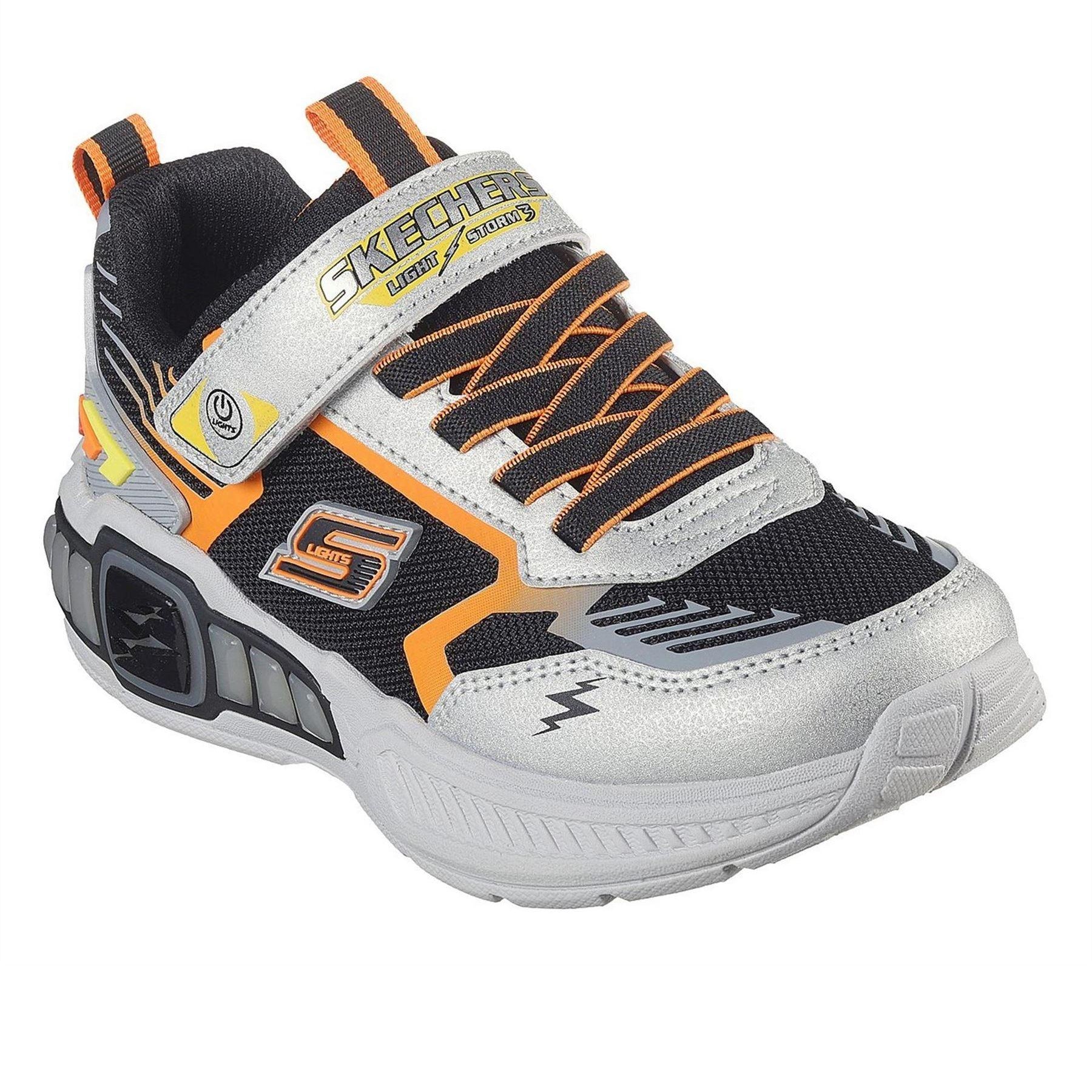 Silver-Black - Pack Shot - Skechers Childrens-Kids Storm Light Up Trainers