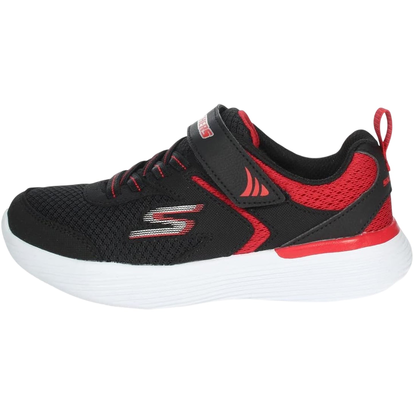 Black-Red - Side - Skechers Childrens-Kids Low Cut Trainers