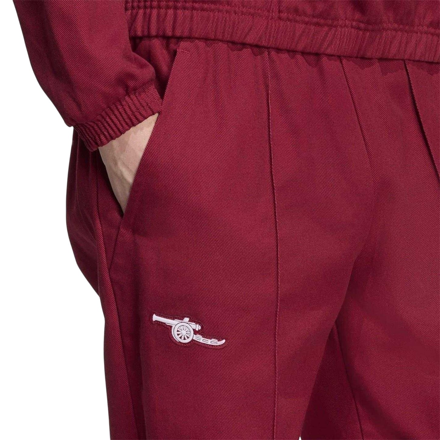 Red - Side - Adidas Mens Icon Drill Cotton Arsenal FC Tracksuit Bottoms