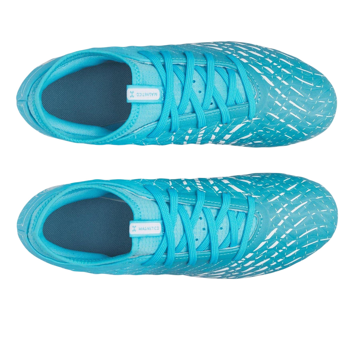 Blue-White - Side - Under Armour Childrens-Kids Magnetic Firm Ground Football Boots