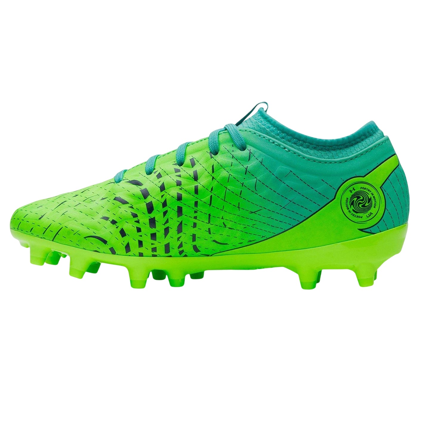 Green-Turquoise - Back - Under Armour Childrens-Kids Magnetic Firm Ground Football Boots