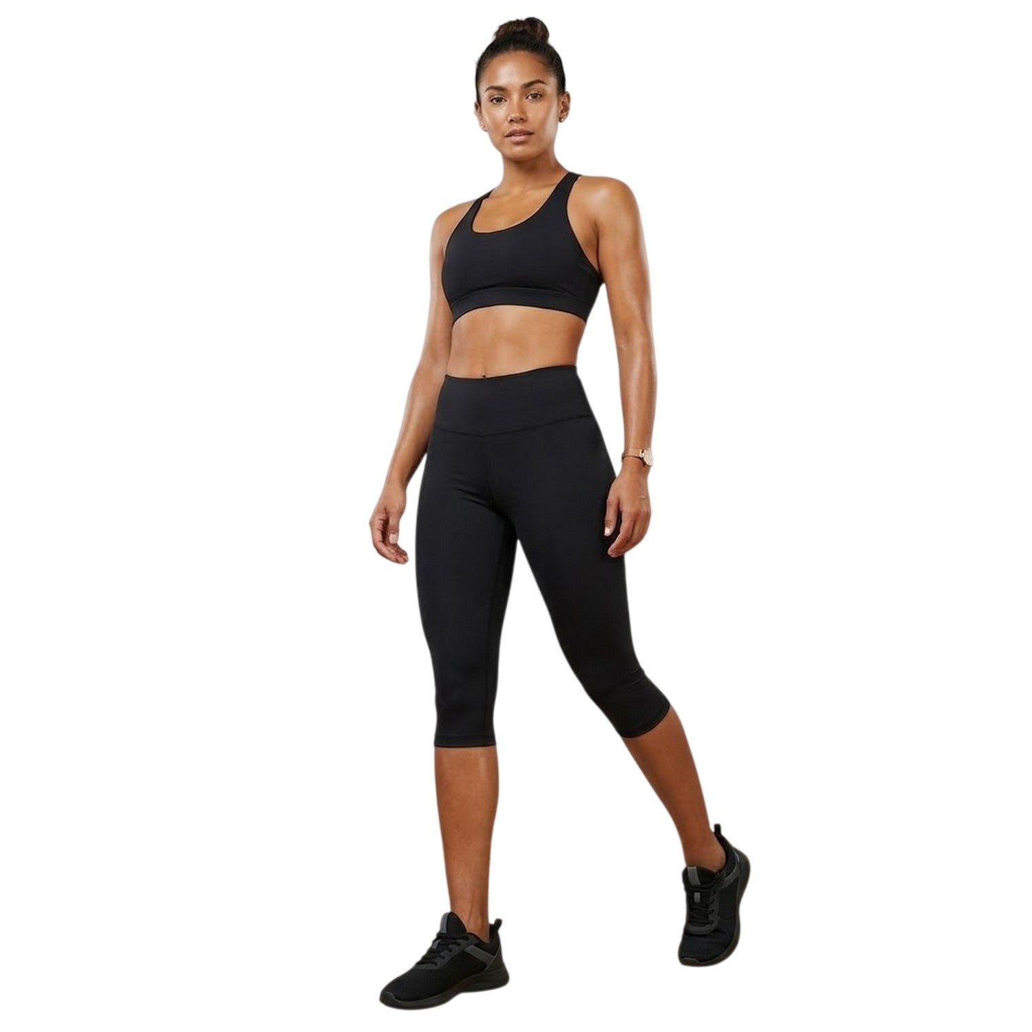 Black - Side - Diadora Womens-Ladies 3-4 Leggings