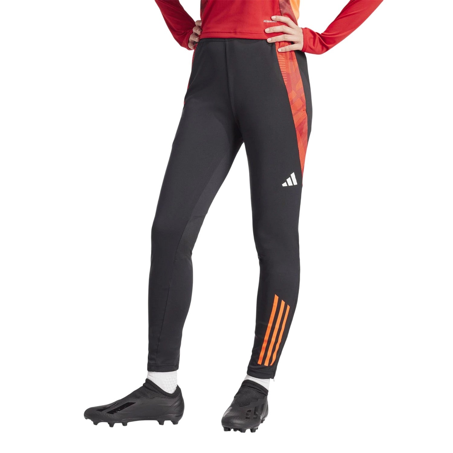 Black-Solar Red - Side - Adidas Womens-Ladies Tiro 24 Slim Tracksuit Bottoms