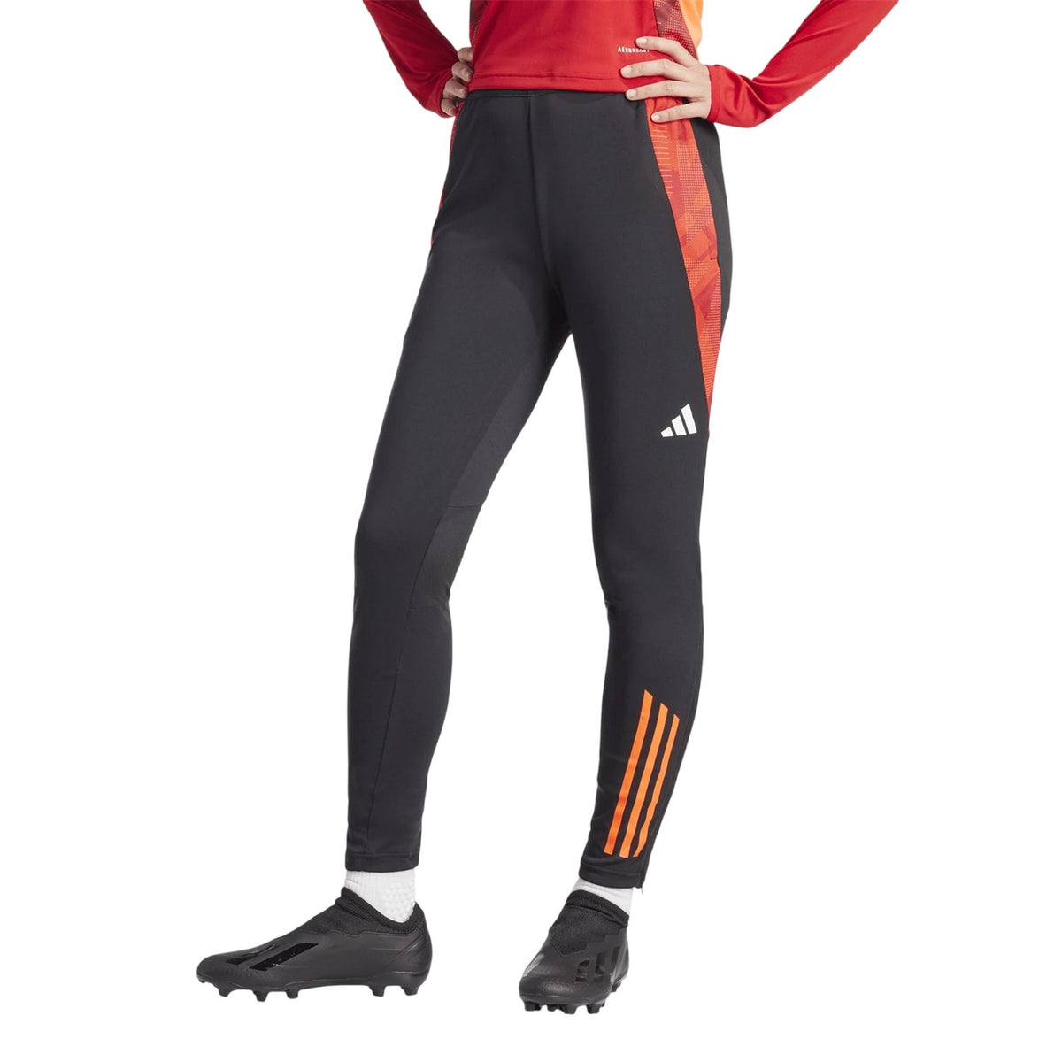 Black-Solar Red - Side - Adidas Womens-Ladies Tiro 24 Slim Tracksuit Bottoms