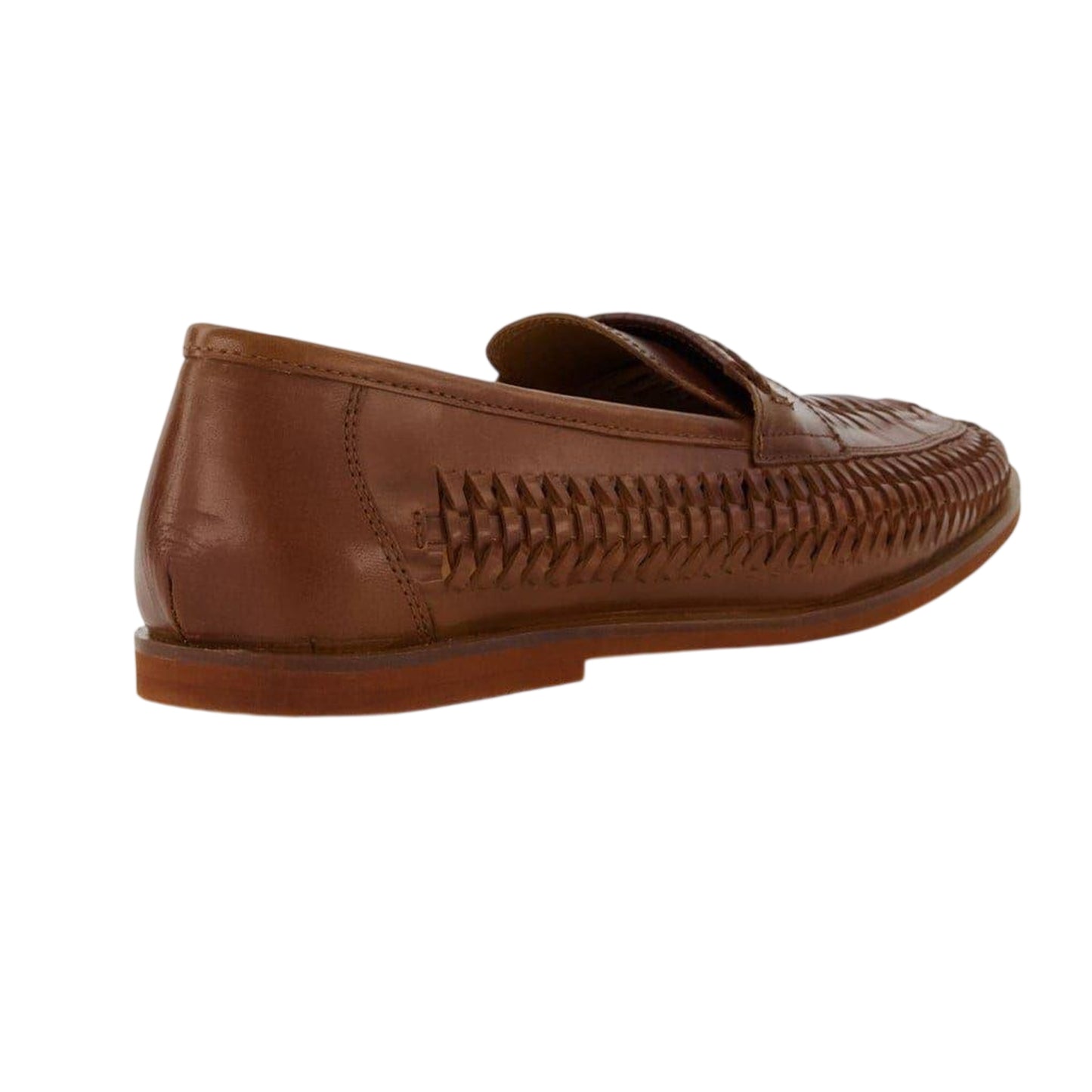 Tan - Back - Dune London Mens Brickles Leather Flat Loafers